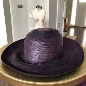 Patricia Underwood NewYork Genuine Corded Cordovan Leather Wide Brim Hat 7 - Vtg Patricia Underwood NY Brown Wool Felt Cloche Hat sz  main image 4